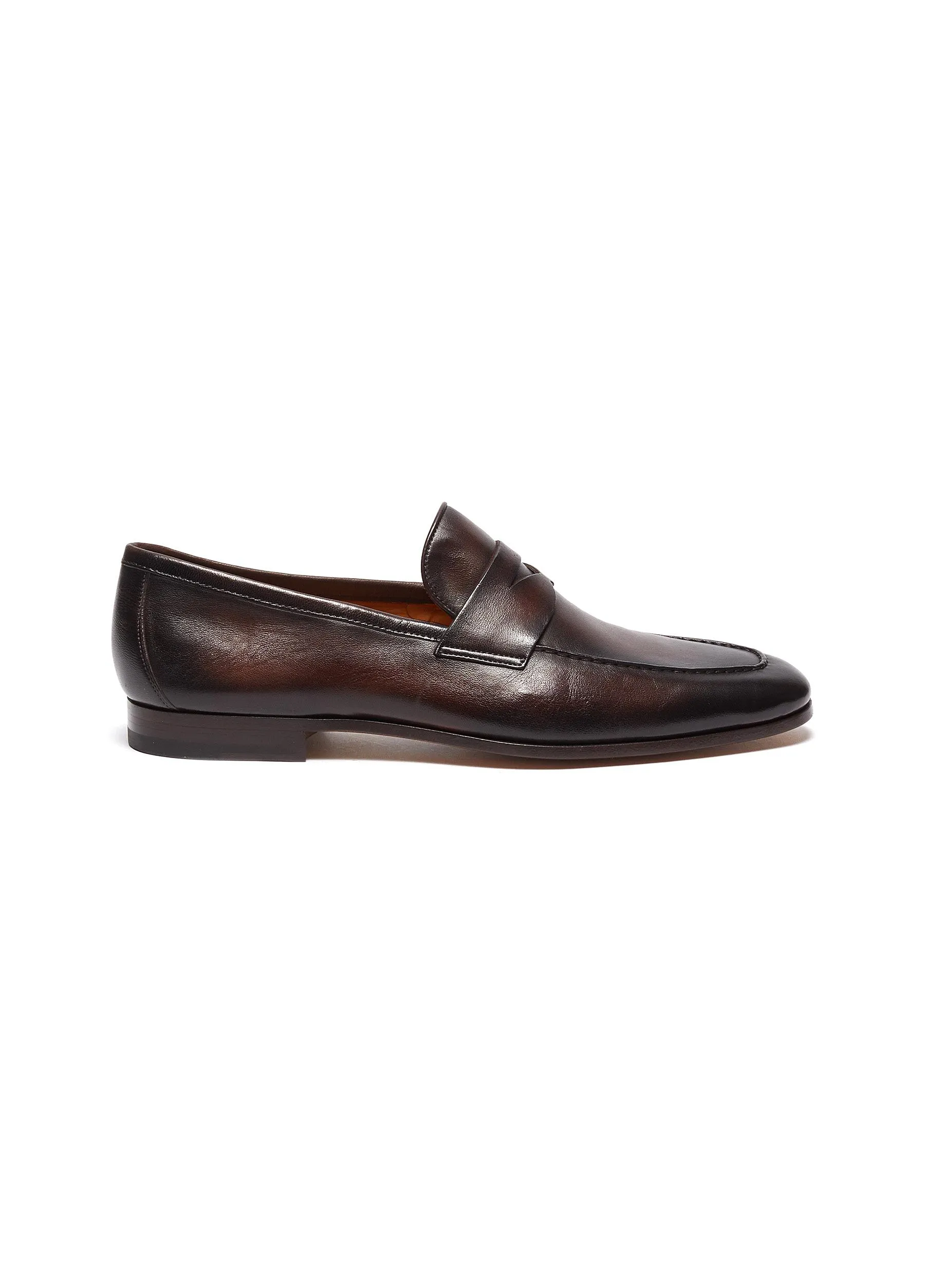 -----------MAGNANNI ---- ------------DARK BROWN ----Leather penny loafer --