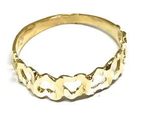 10k Solid Gold Yellow Dainty Heart Band Ring