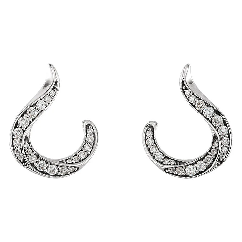 14 x 16mm 14k White Gold 3/8 CTW (G-H, I1) Diamond J-Hoop Earrings
