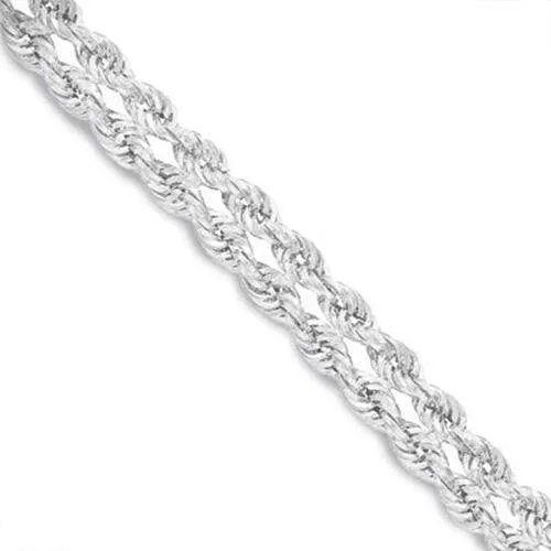 18 INCHES 0.5MM 14KT WHITE SOLID GOLD ROPE NECKLACE