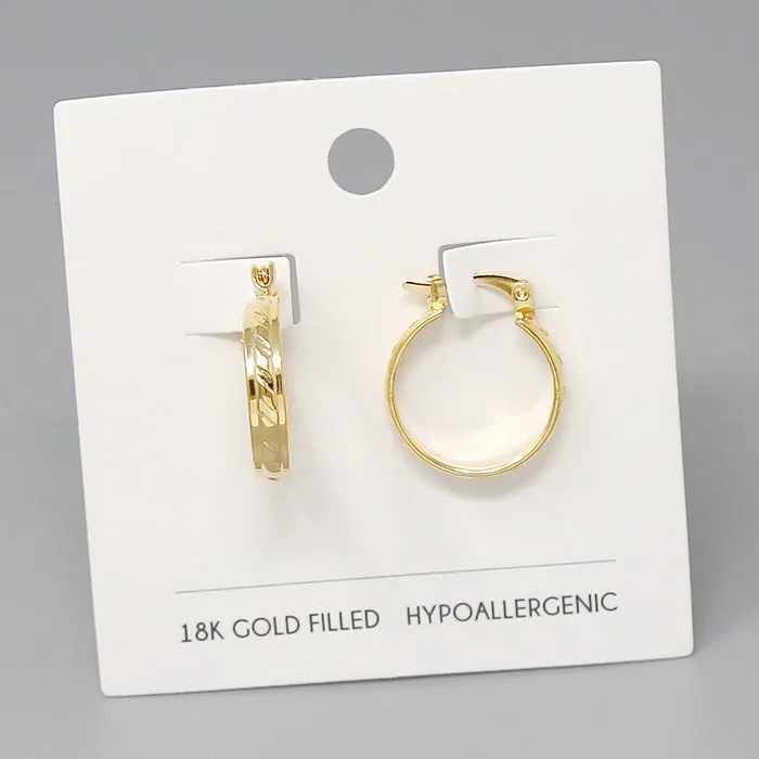 18K Gold Filled Textured Hoop Earrings