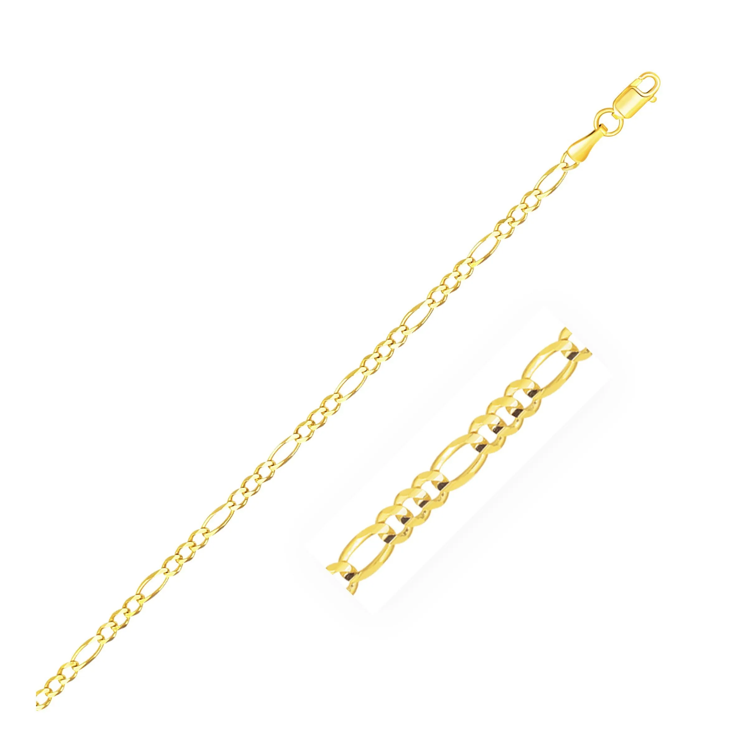 2.8mm 14k Yellow Gold Solid Figaro Chain-rx70087-18