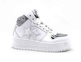 2STAR Sneaker High Retro White Zebra Black 2SD3291