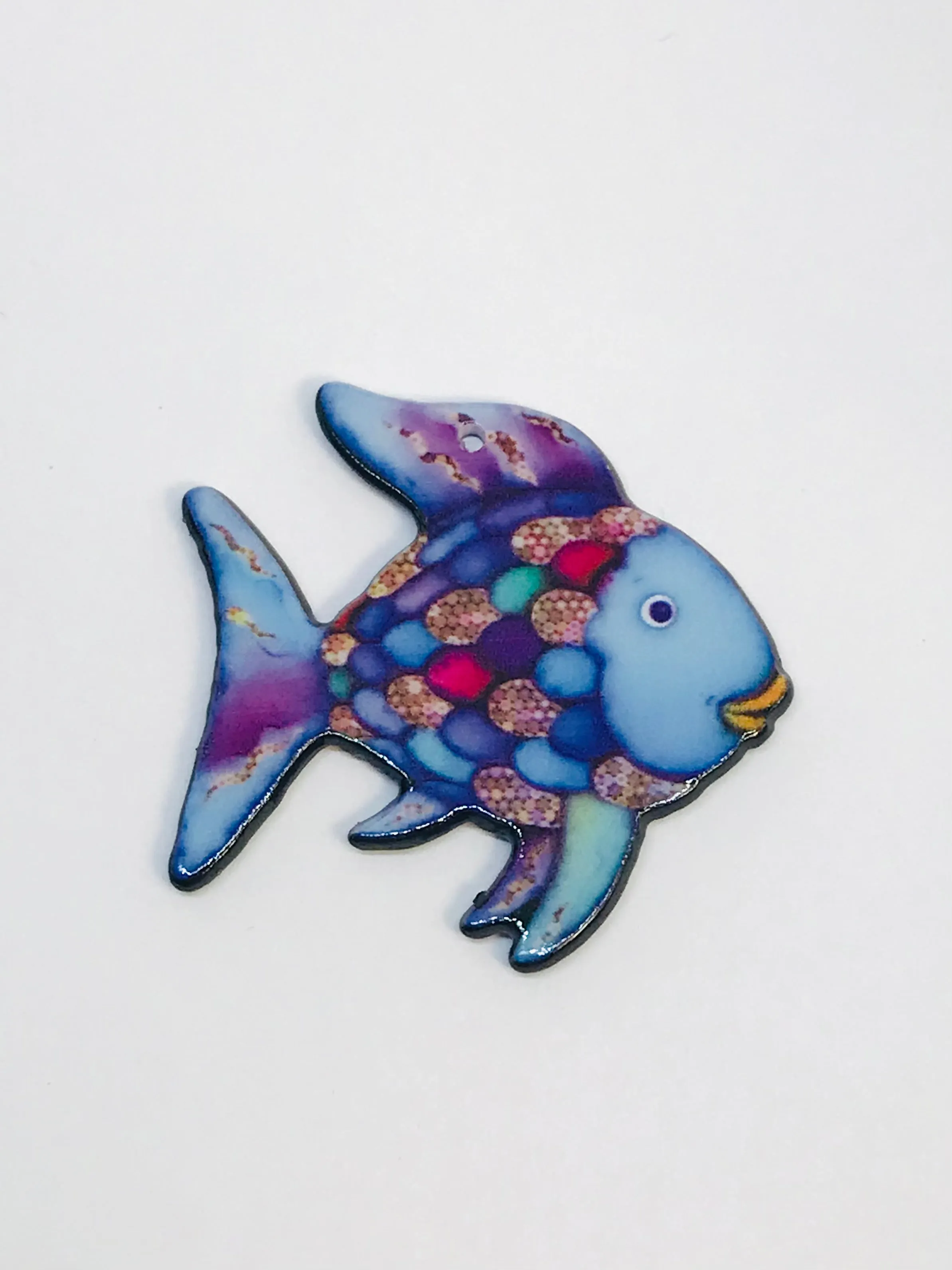 4 Rainbow Fish Charms, Acrylic Ocean fish Charms