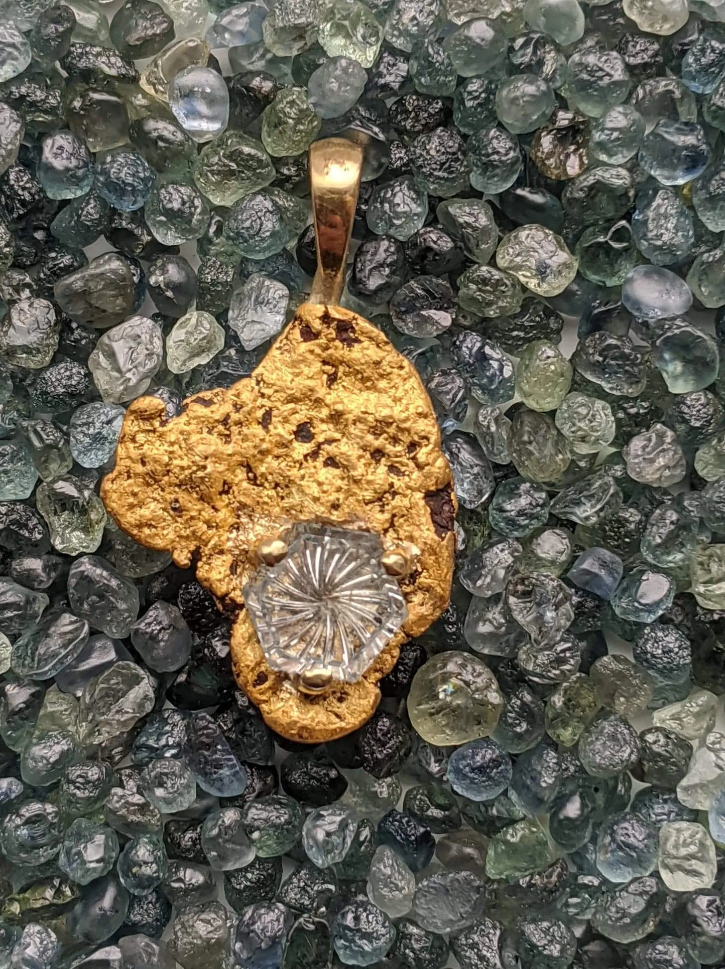 7.8g CUSTOM MONTANA GOLD NUGGET AND MONTANA SAPPHIRE PENDANT