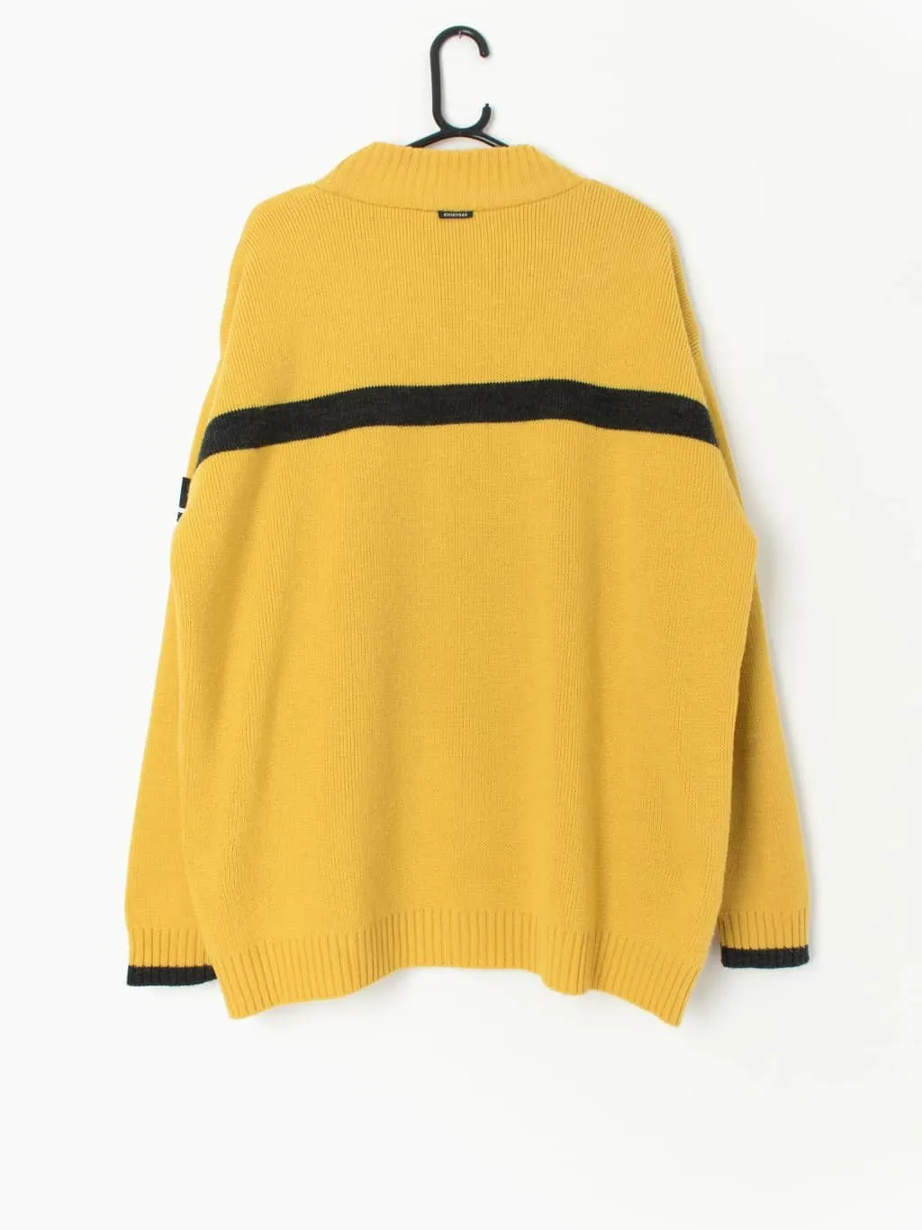 90s Chiemsee windsurfing sweater in mustard yellow with waterproof lining – XL