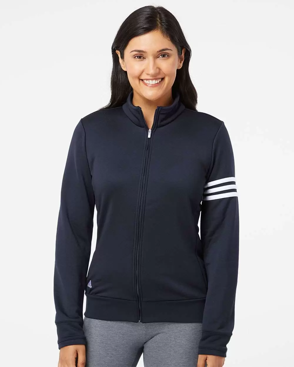 A191 adidas - Ladies' ClimaLite® 3-Stripes French Terry Full-Zip Jacket SKU: A191