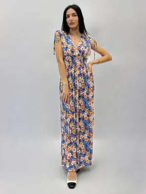 Abito con scollo a V stampa fiori
