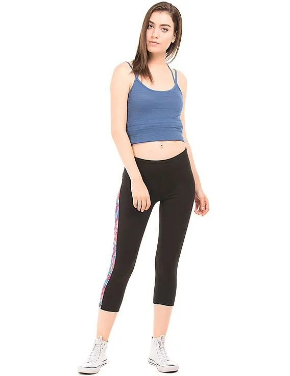 Aeropostale Printed Panel Active Capri Leggings