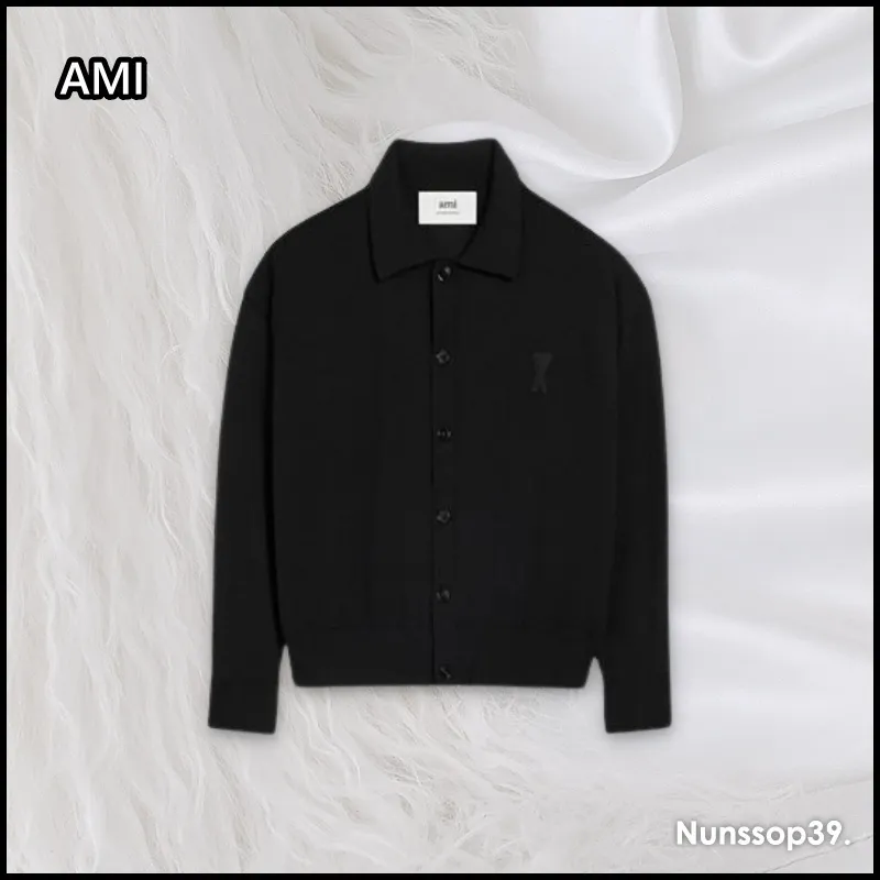 AMI PARIS  |Unisex Street Style Plain Logo Designers Cardigans