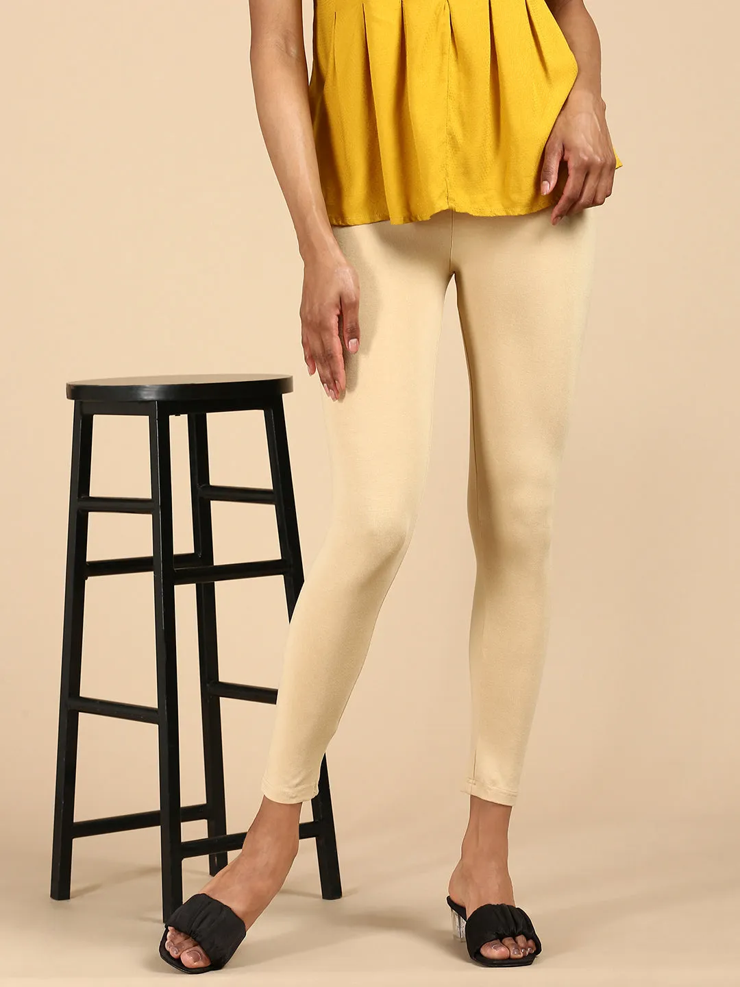 Ankle Length Leggings Viscose-Beige