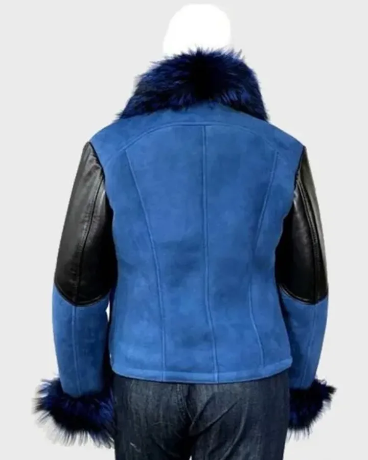 Anna Blue Shearling Sheepskin Leather Jacket | William Jacket