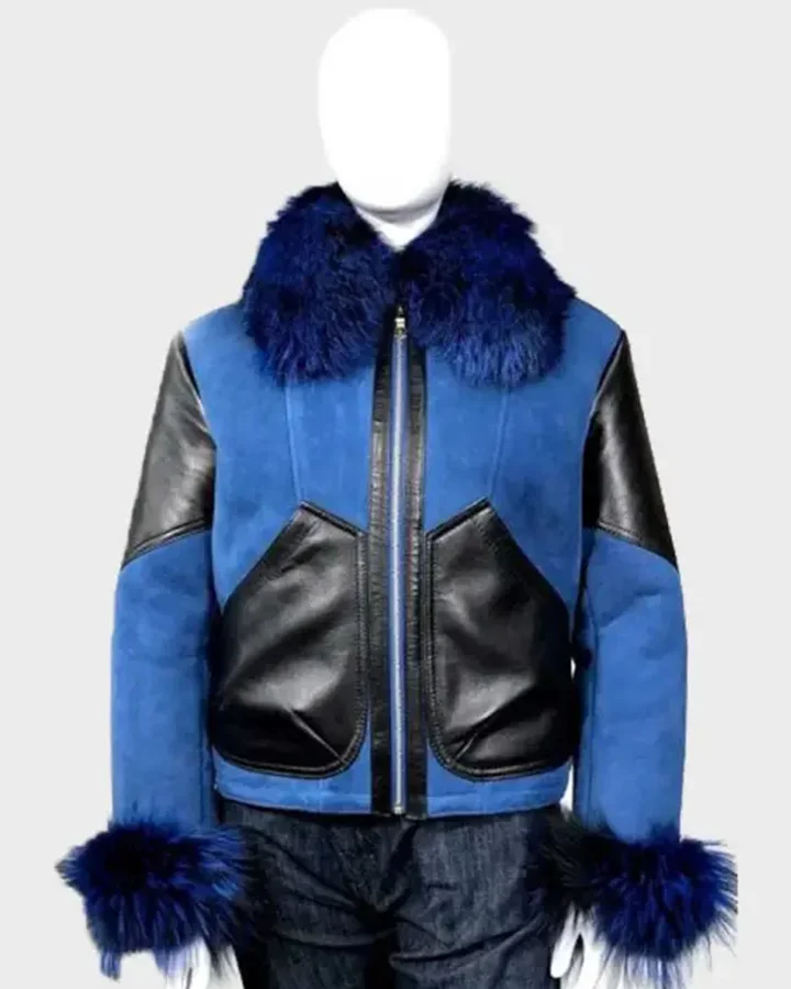 Anna Blue Shearling Sheepskin Leather Jacket | William Jacket