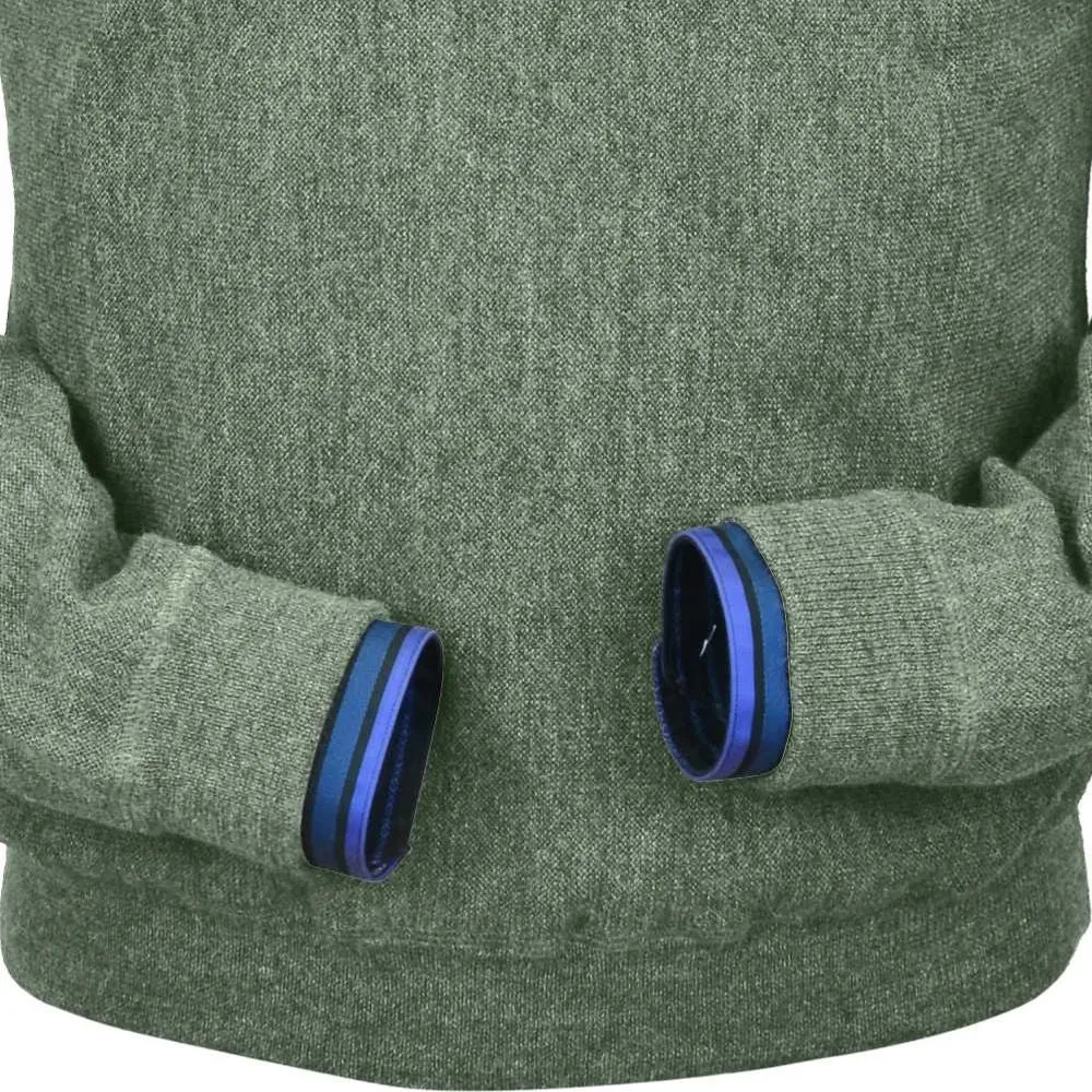 Baby Alpaca 'Links Stitch' Sweatshirt-Style Crew Neck Sweater in Soft Green Heather by Peru Unlimited