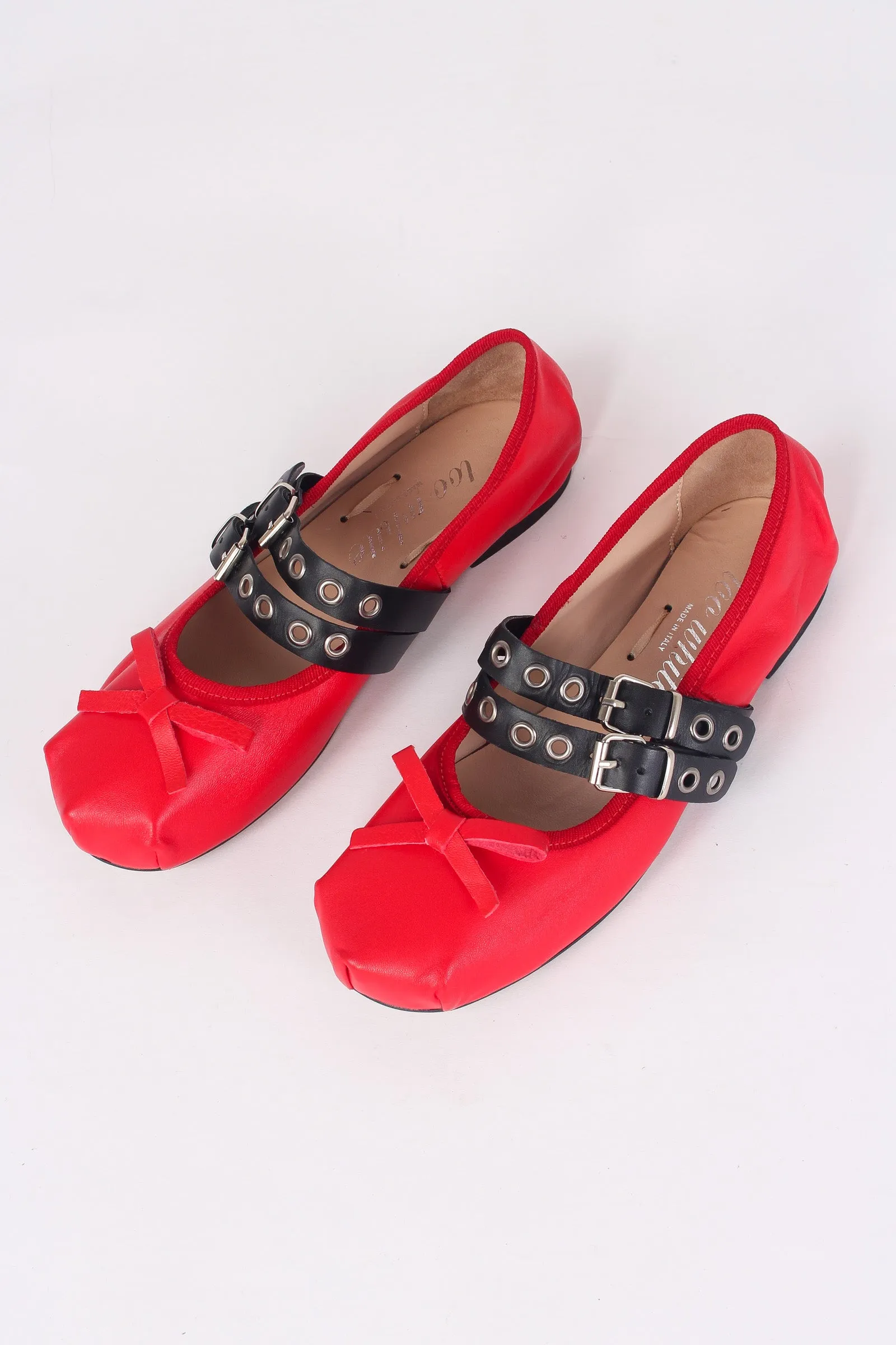 Ballerina Fibbia Borchie Vera Rosso/nero