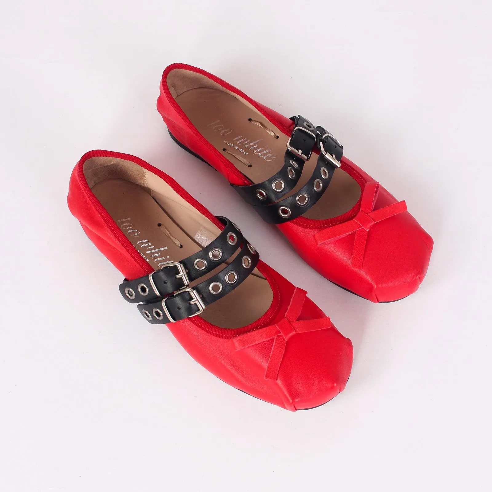 Ballerina Fibbia Borchie Vera Rosso/nero