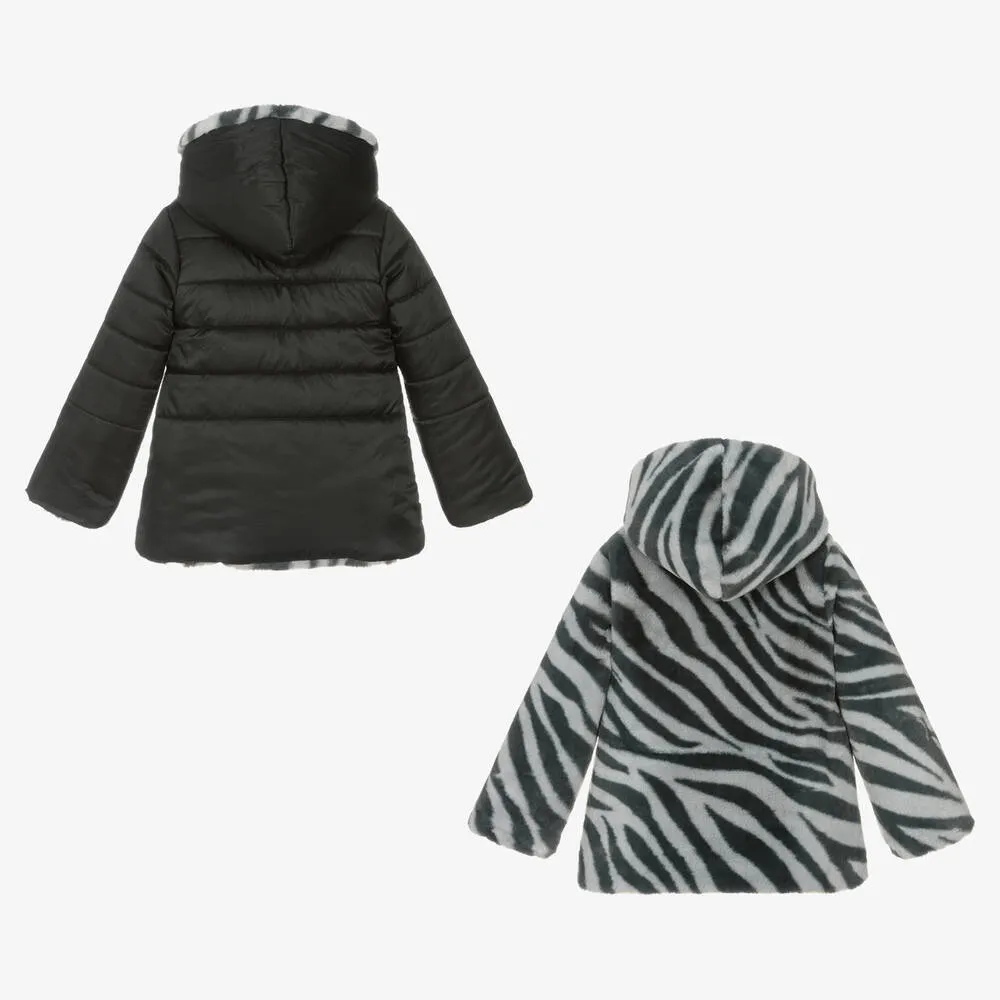 Black Faux Fur Reversible Coat