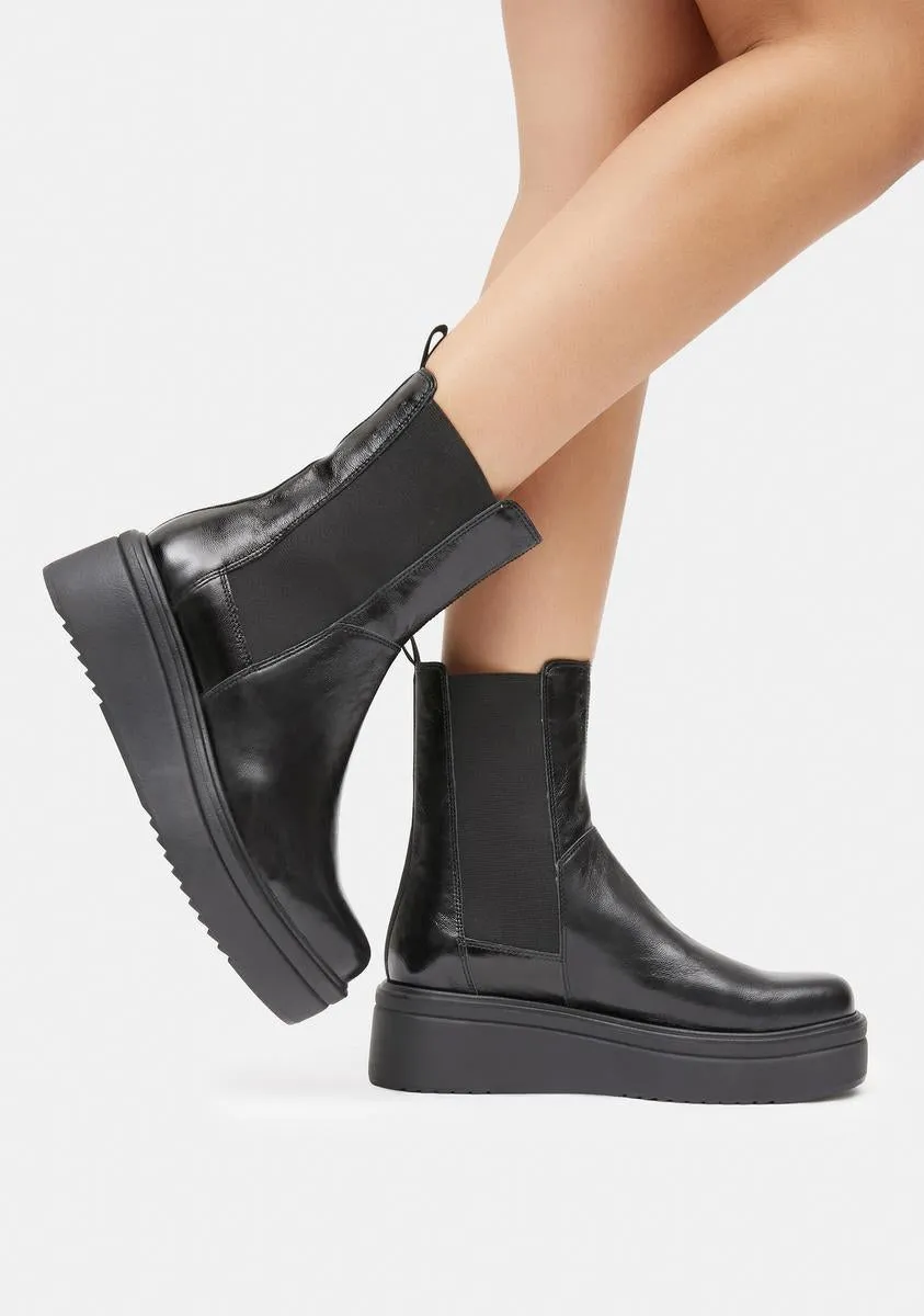 Black Patent Tara Ankle Boots-