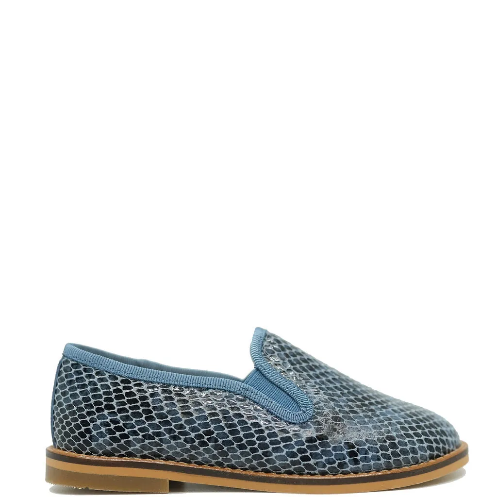 Blublonc Blue Snakeskin Smoking Loafer