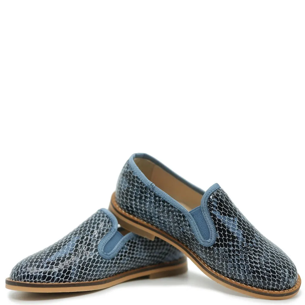 Blublonc Blue Snakeskin Smoking Loafer