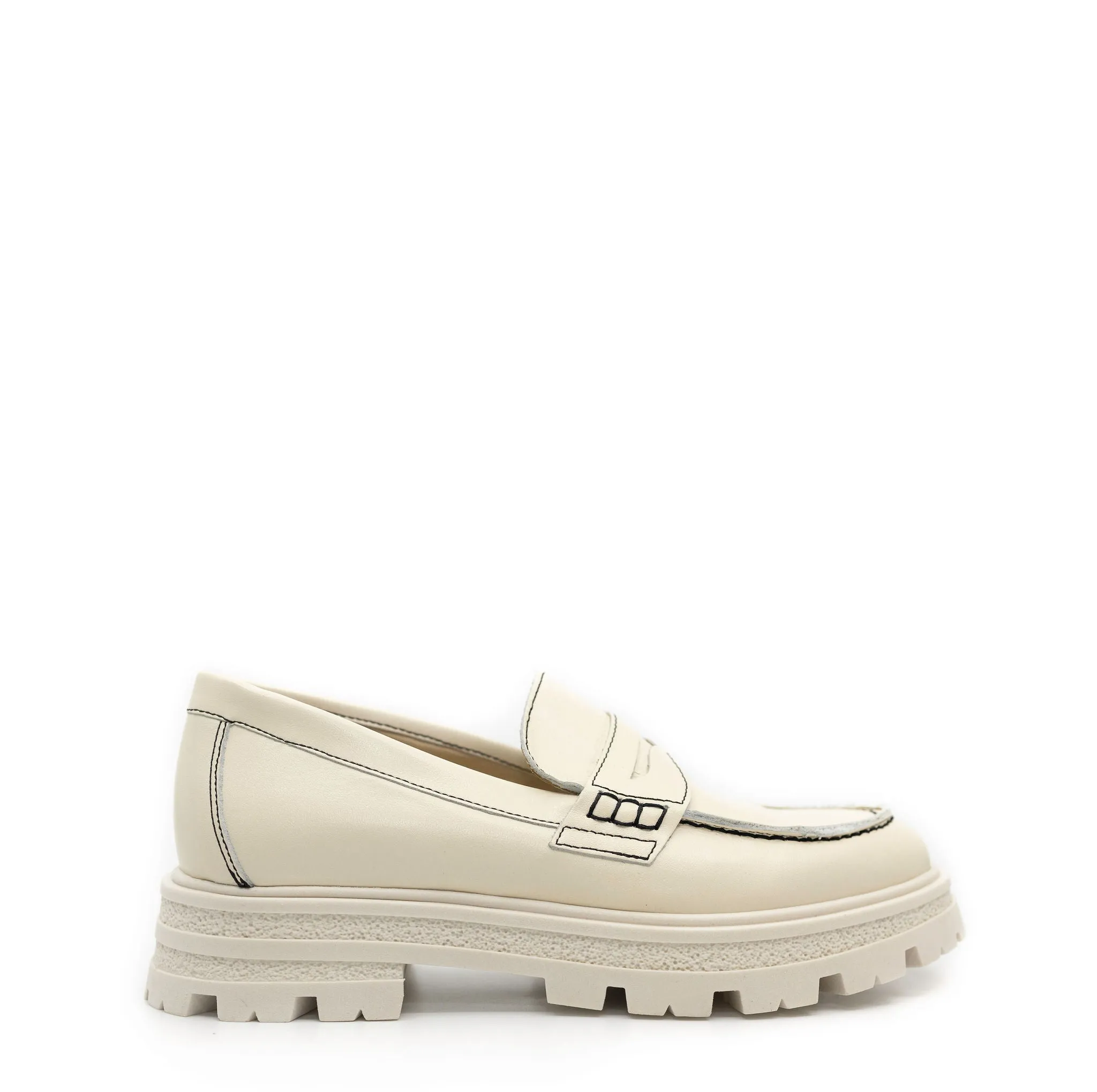 Blublonc Ivory Monochromatic Chunky Penny Loafer