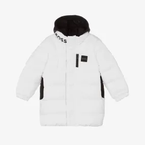 Boys White Logo Puffer Coat