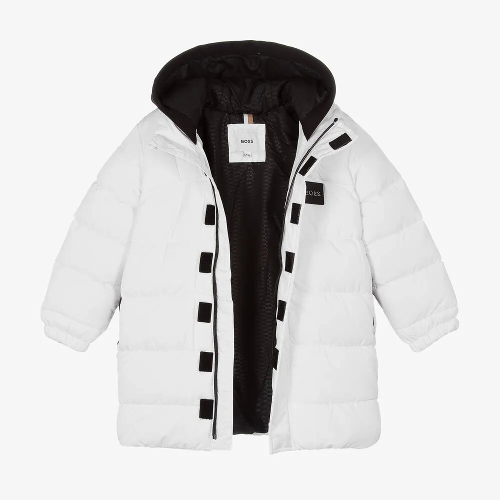 Boys White Logo Puffer Coat