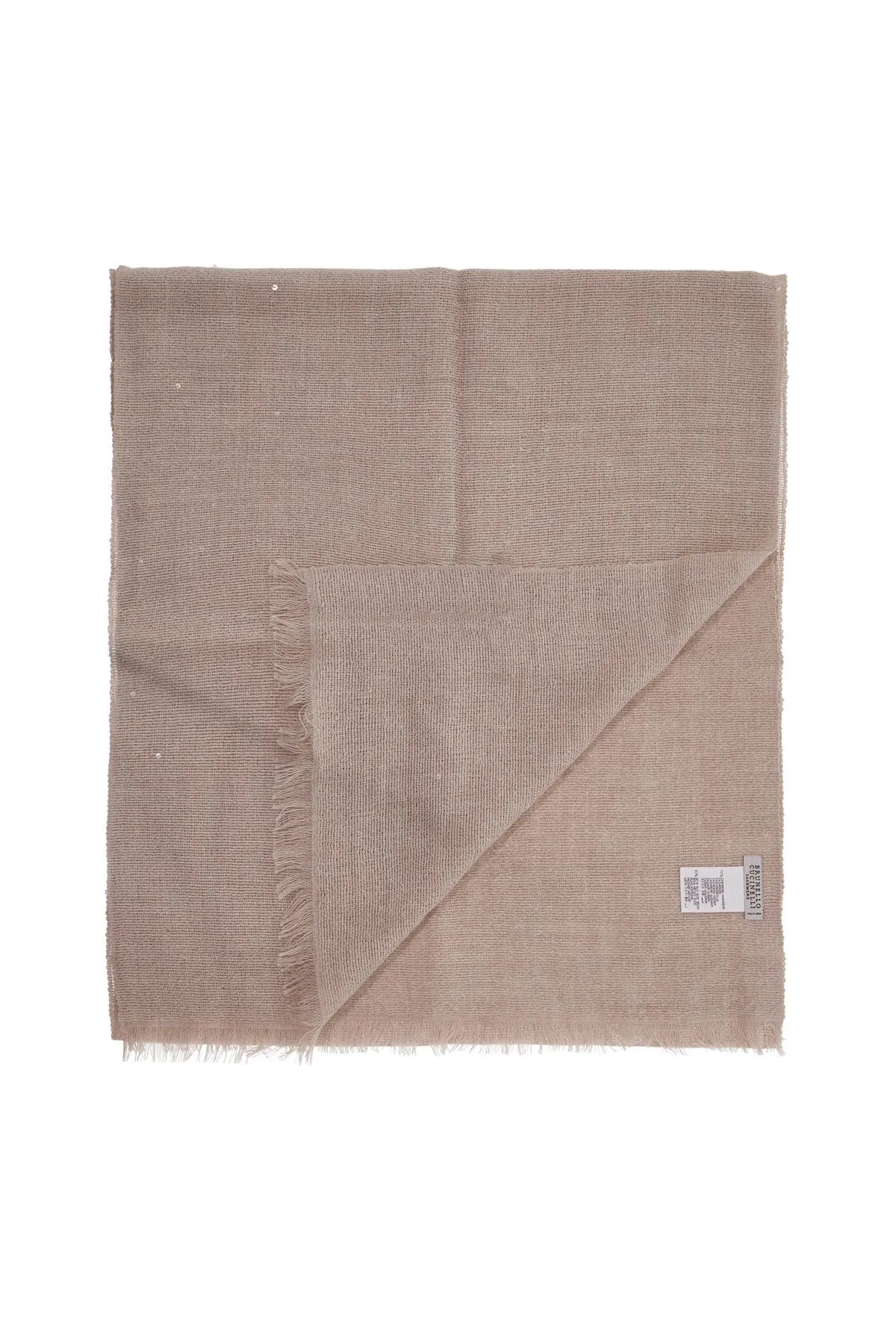 Brunello Cucinelli Cashmere And Silk Scarf With Sequins.   Beige