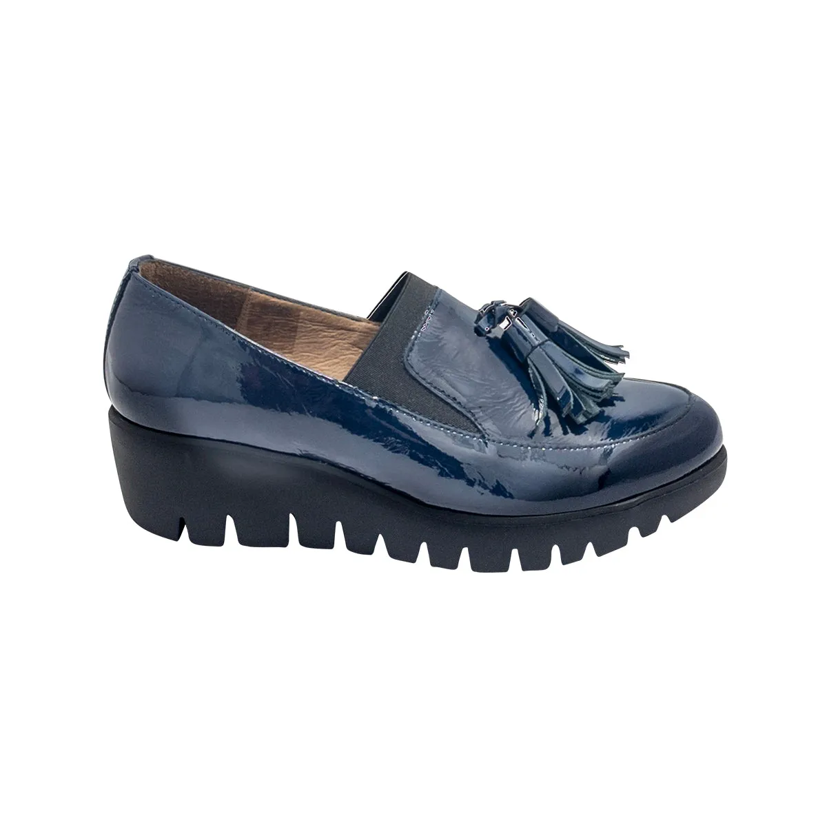 C3342 Navy Patent Loafer Wedge