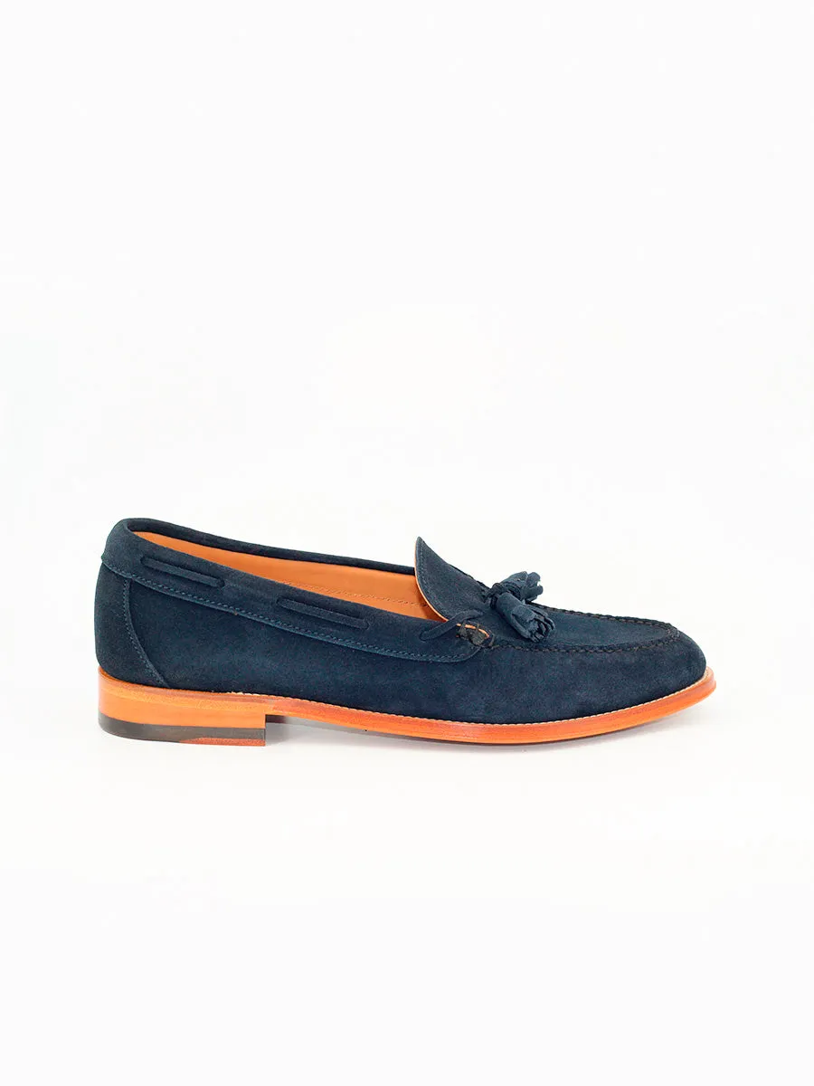 Castellano Mocasines de hombre con  borlas 5511 piel ante color azul marino
