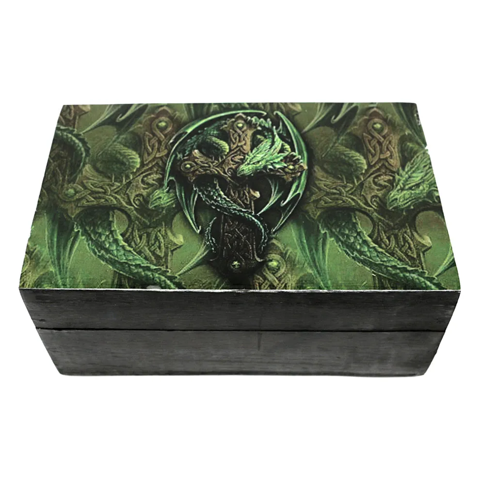 Celtic Cross with Dragon Wooden Box 4 x 6