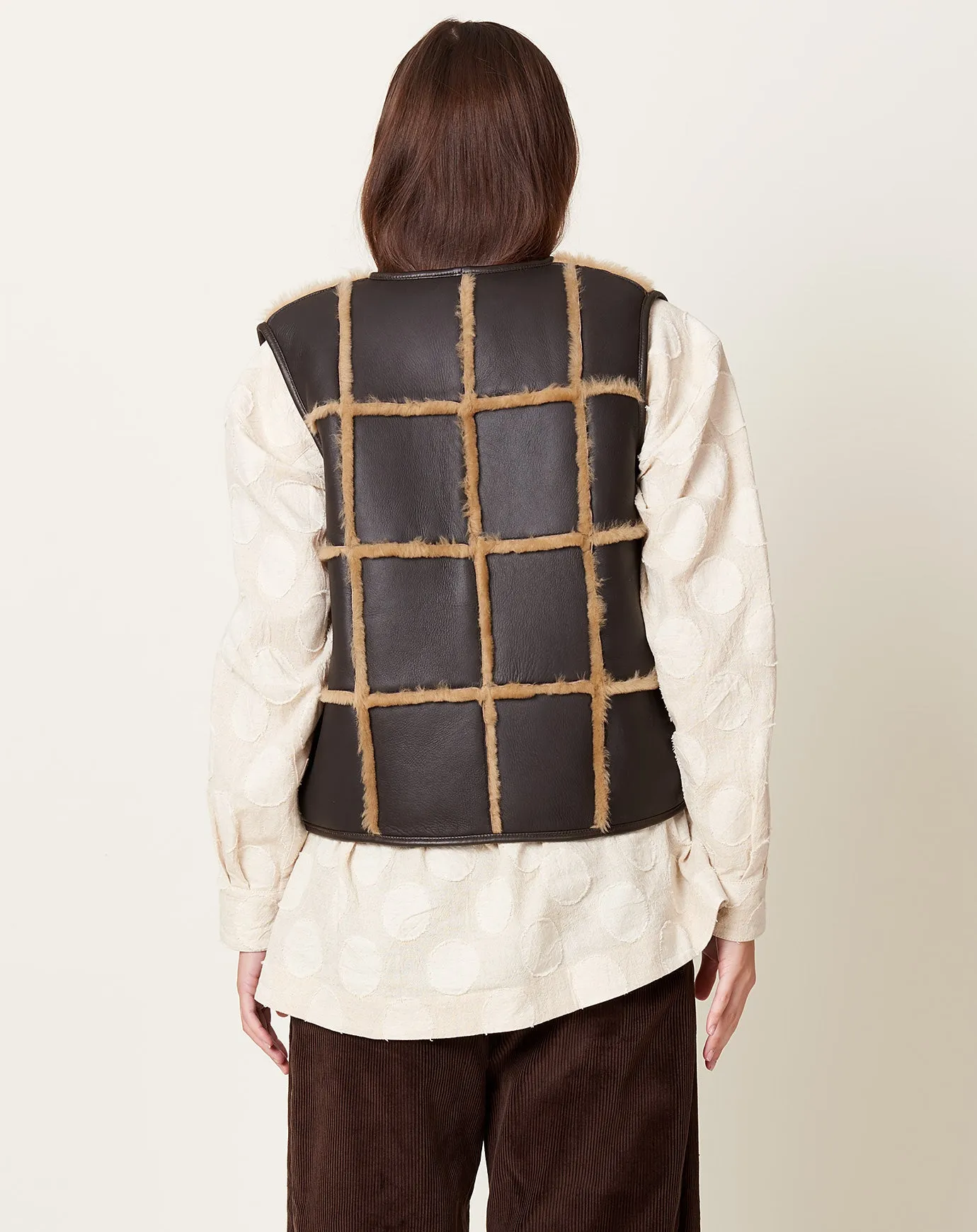 Checked Ella Vest in Chocolate and Tan