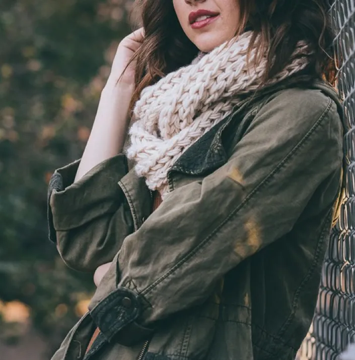 Chunky Braided Knit Infinity Scarf