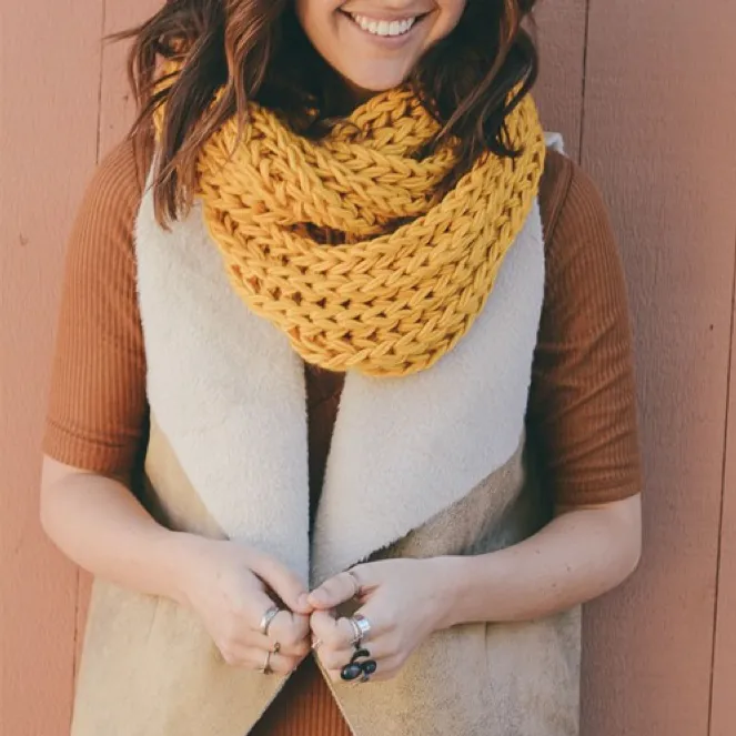 Chunky Braided Knit Infinity Scarf