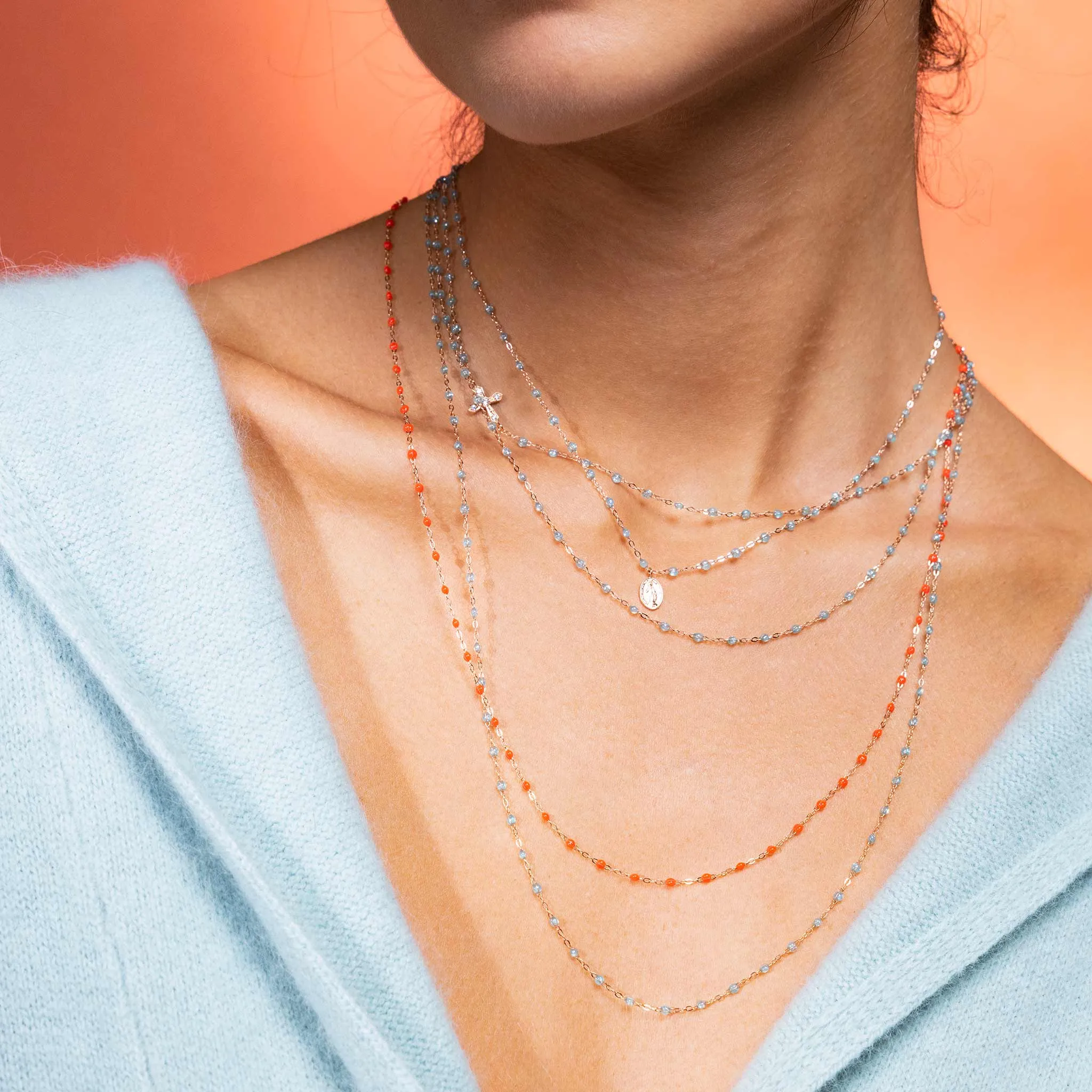 Classic Gigi Coral sautoir, Yellow Gold, 34