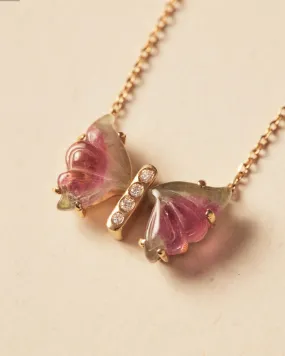 Collar Mariposa Forever | Oro Macizo 18k | Diamantes | Turmalinas Multicolor