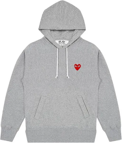 Comme des Garons PLAY Red Heart Pullover Hoody - Grey