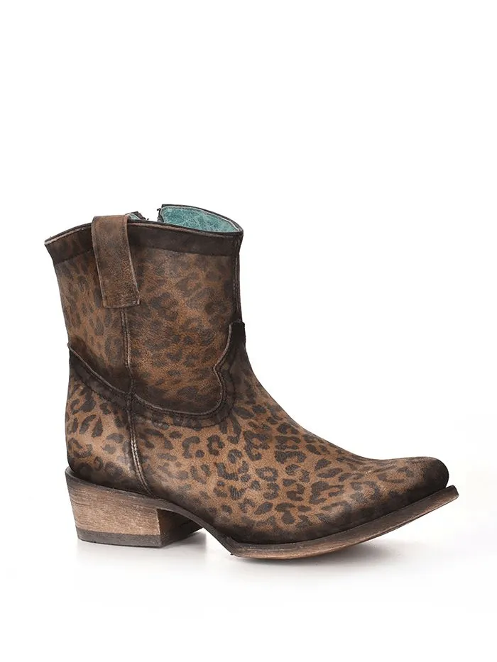 Corral C3627 Ladies Leopard Print Round Toe Zipper Bootie Sand