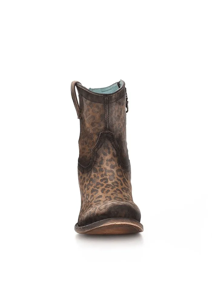 Corral C3627 Ladies Leopard Print Round Toe Zipper Bootie Sand