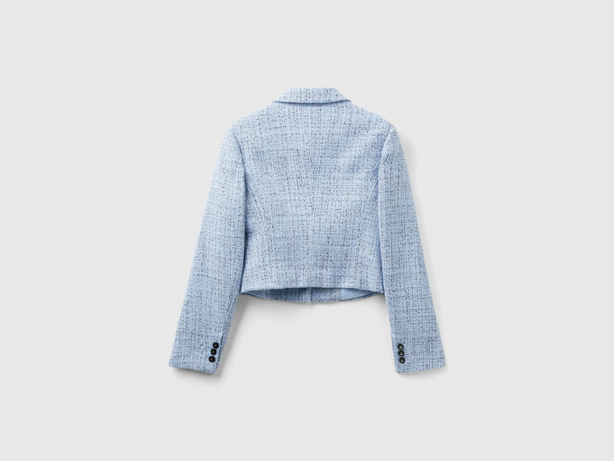 Cropped tweed blazer - Light Blue | Benetton