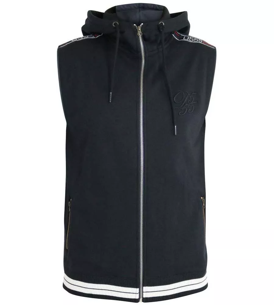 D555 Big Mens Couture Sleeveless Hoody With Taping Detail and (CHEMUNG 1)