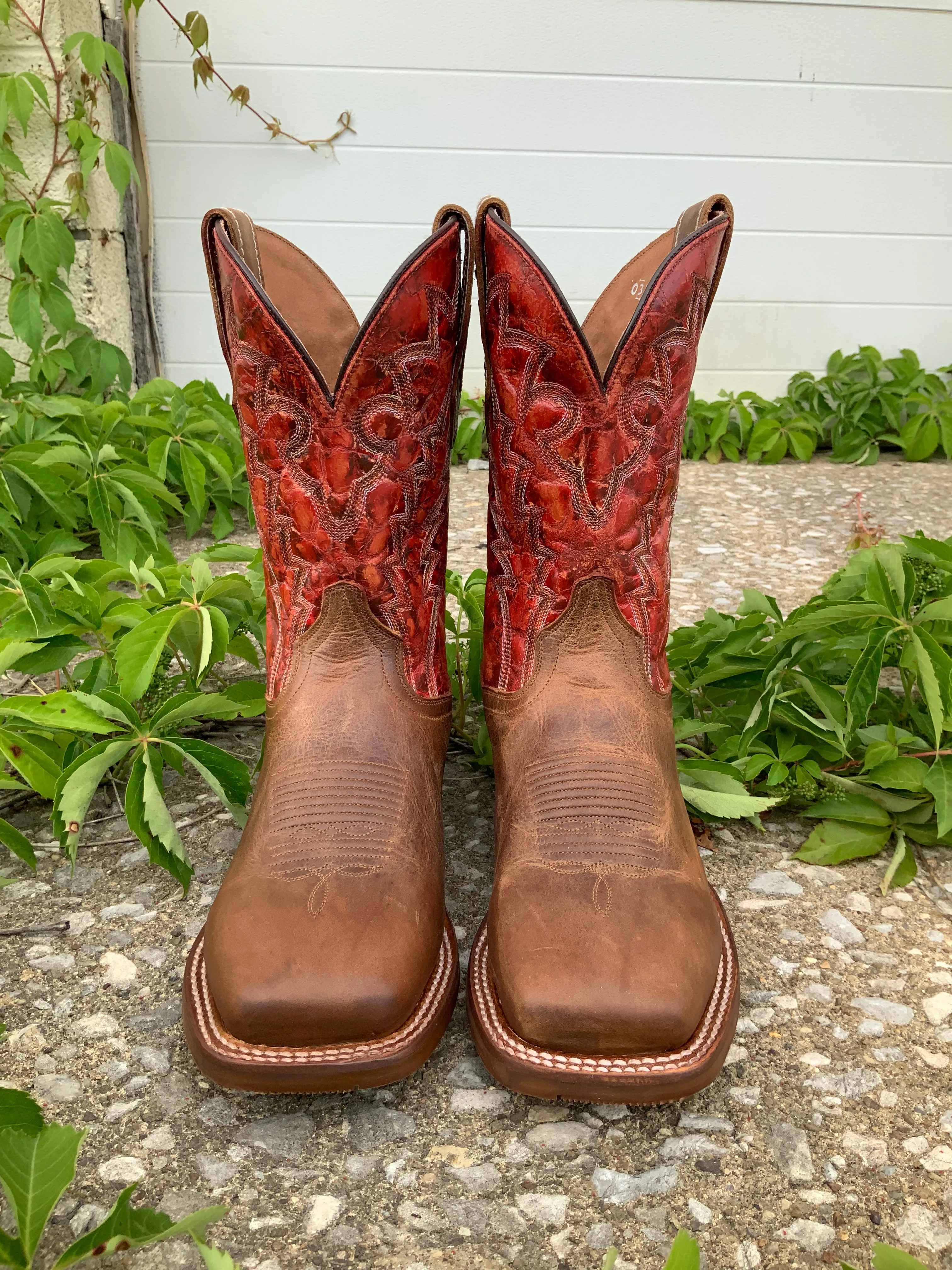 Dan Post Men's Killeen Tan & Red Square Toe Cowboy Boots DP4813