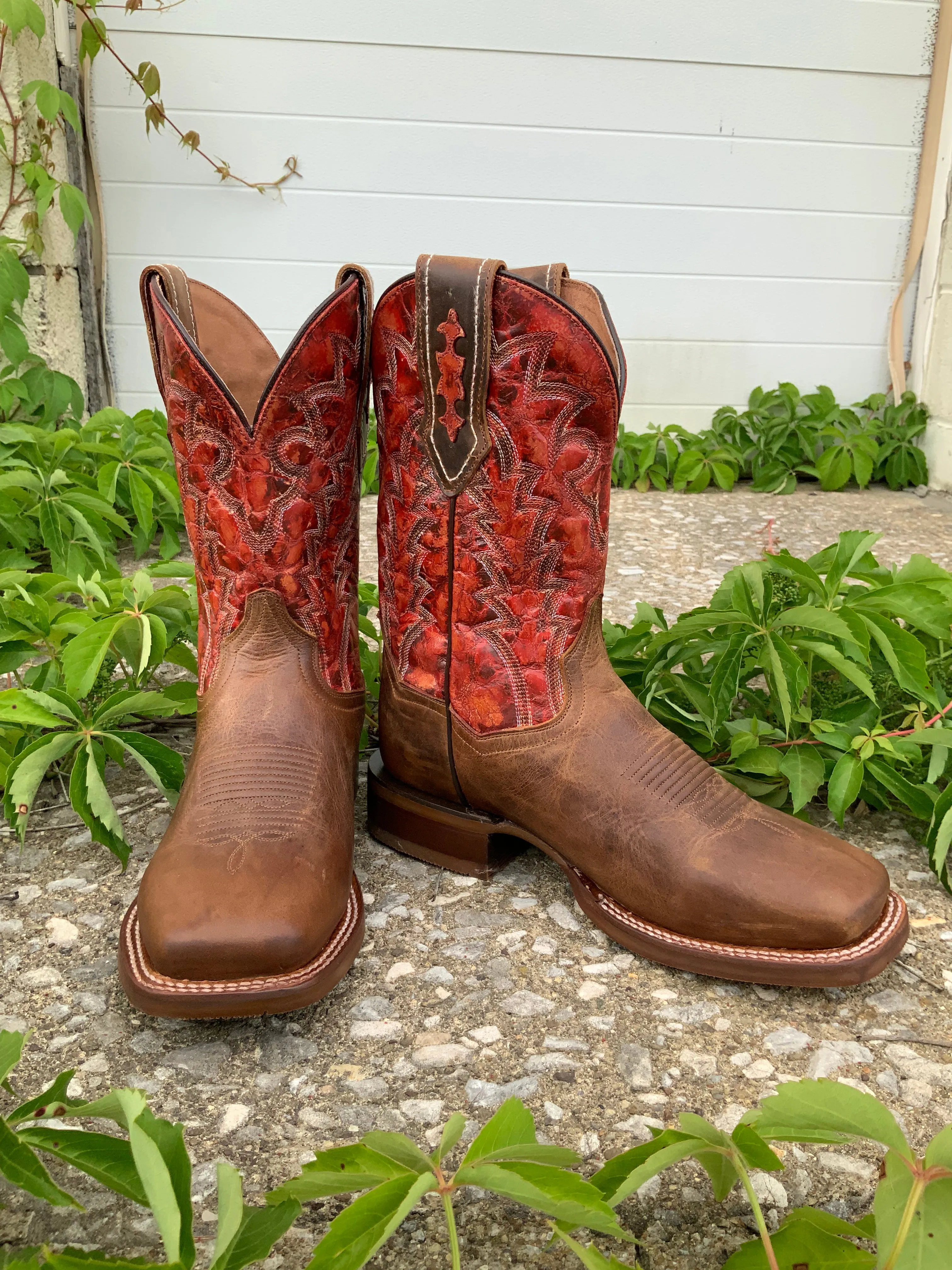 Dan Post Men's Killeen Tan & Red Square Toe Cowboy Boots DP4813