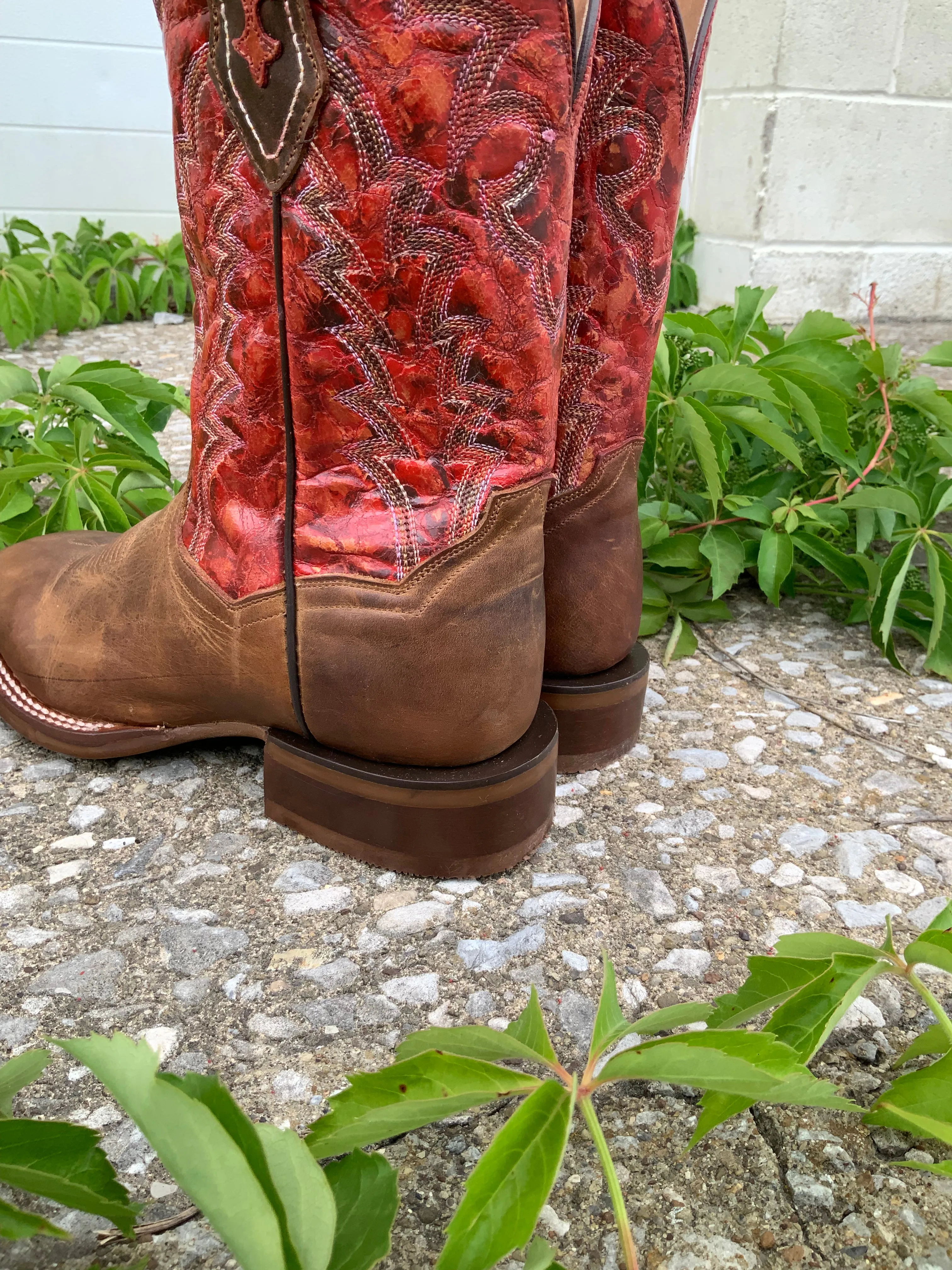 Dan Post Men's Killeen Tan & Red Square Toe Cowboy Boots DP4813