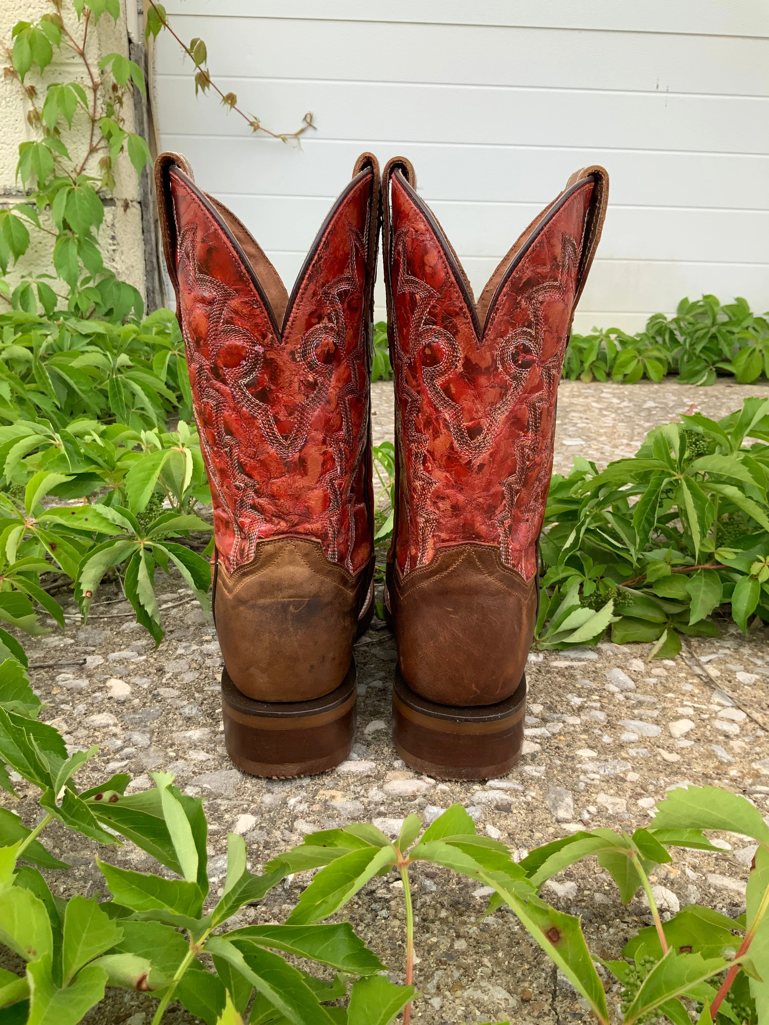 Dan Post Men's Killeen Tan & Red Square Toe Cowboy Boots DP4813