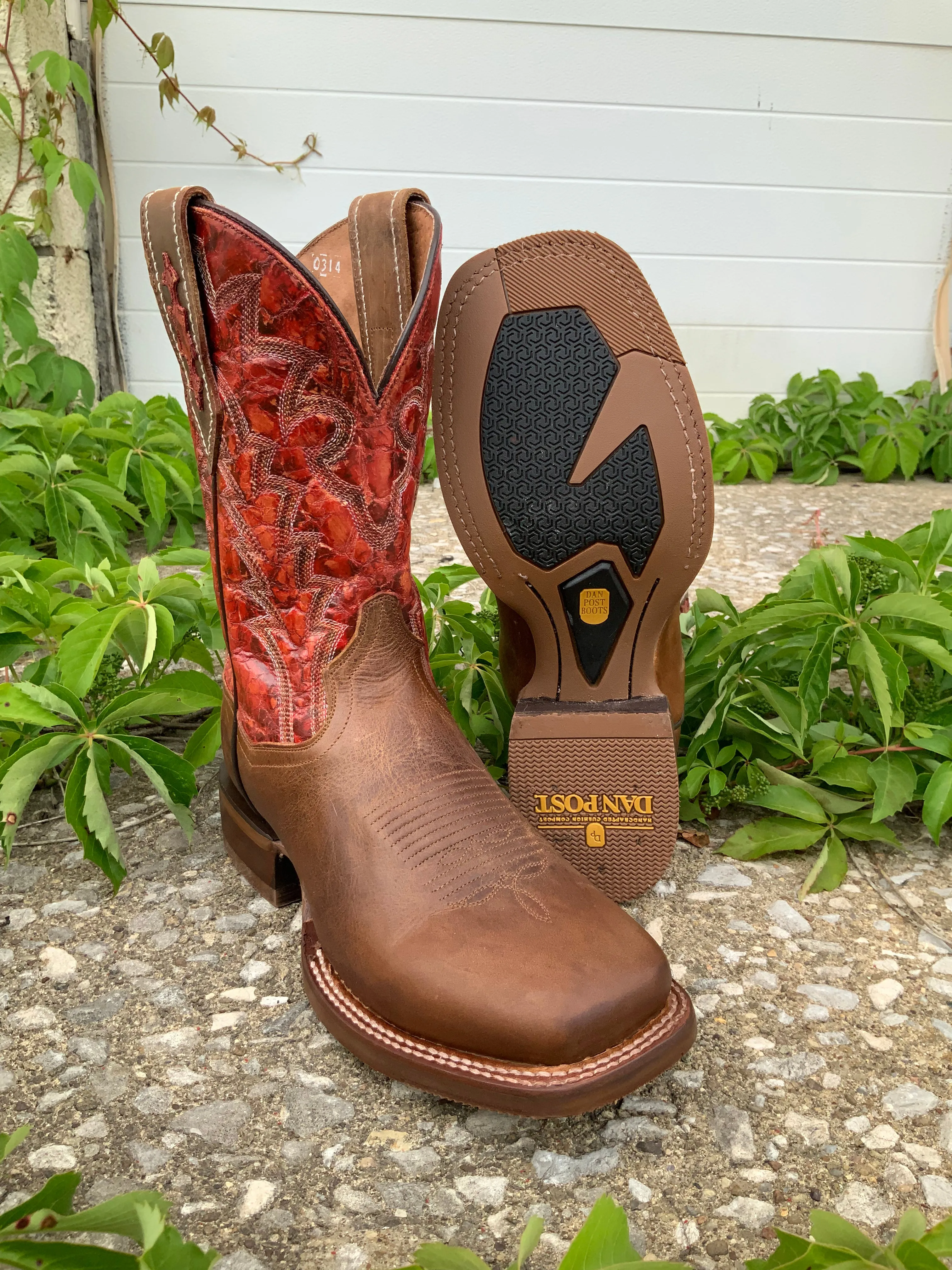 Dan Post Men's Killeen Tan & Red Square Toe Cowboy Boots DP4813