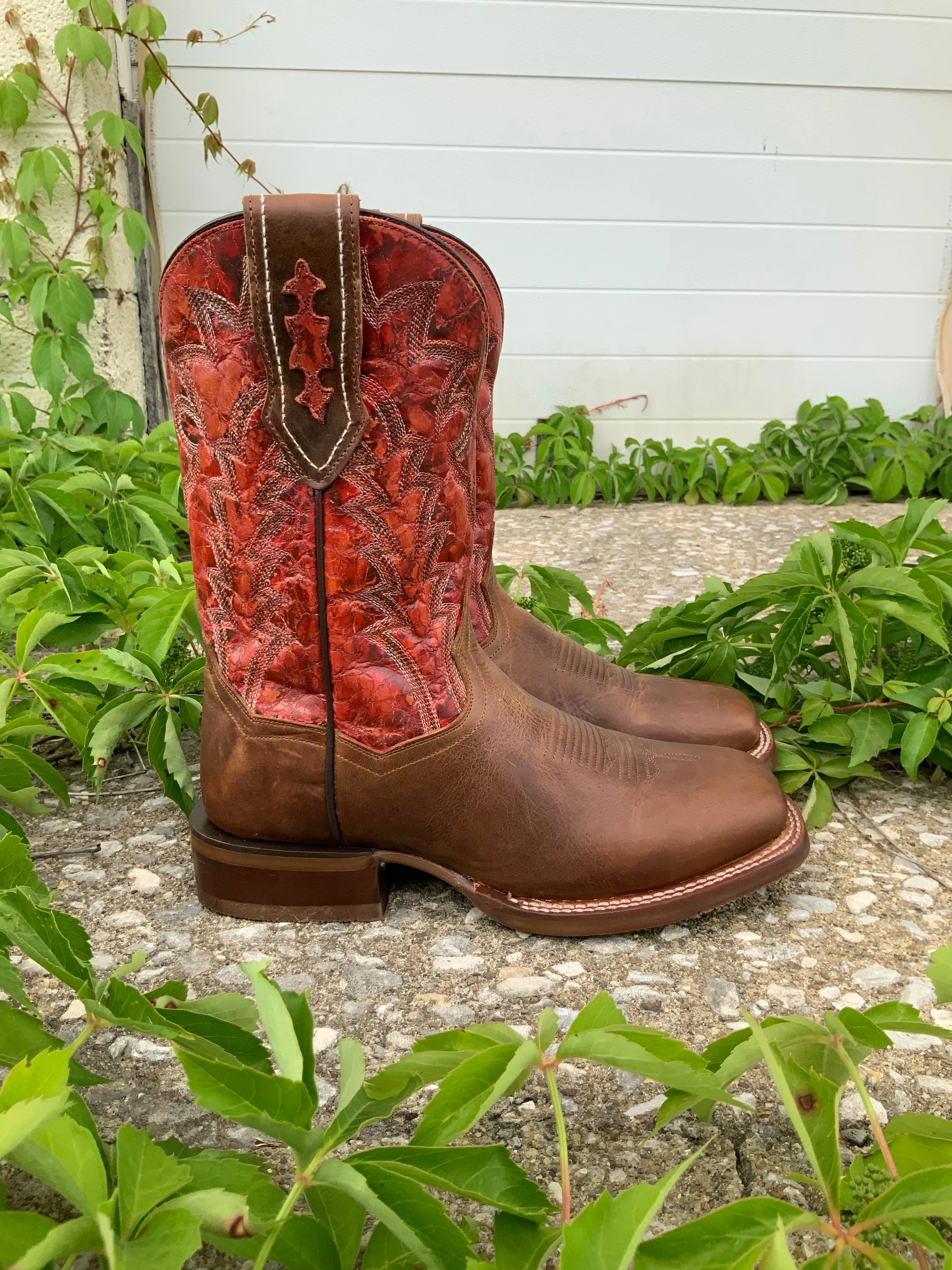 Dan Post Men's Killeen Tan & Red Square Toe Cowboy Boots DP4813