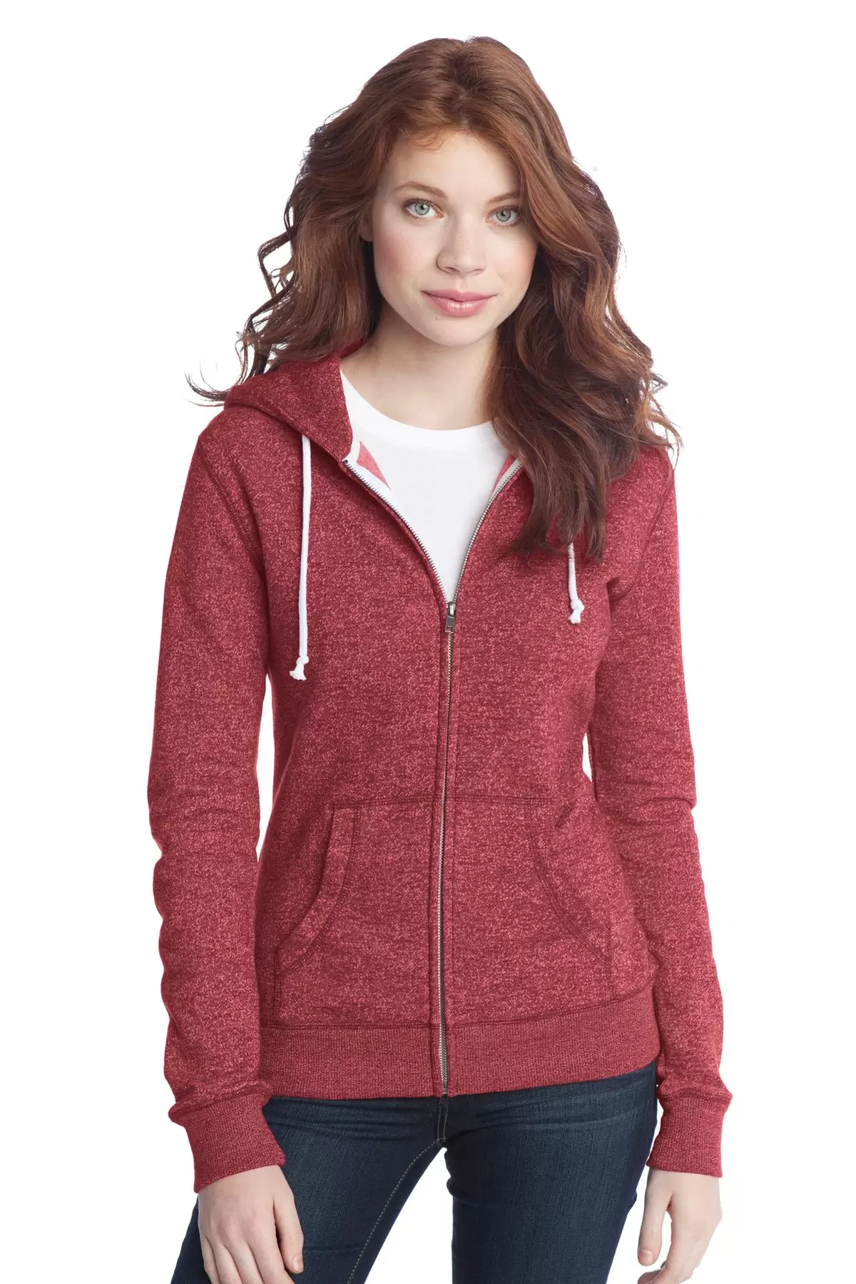 District Juniors Marled Fleece Full Zip Hoodie DT292 SKU: DT292