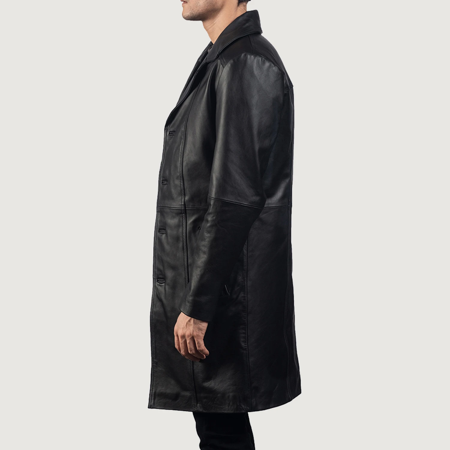 Don Long Black Leather Coat