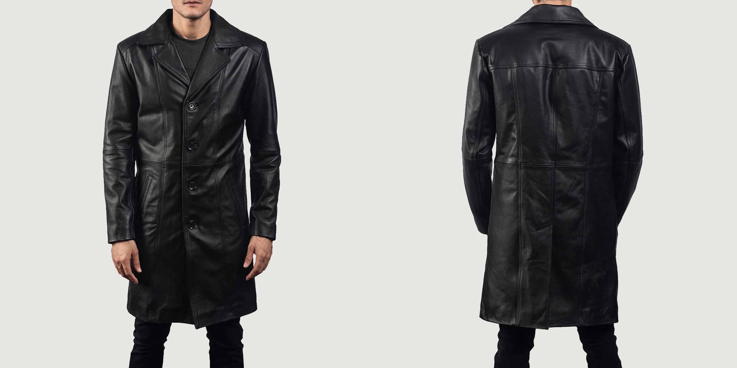 Don Long Black Leather Coat